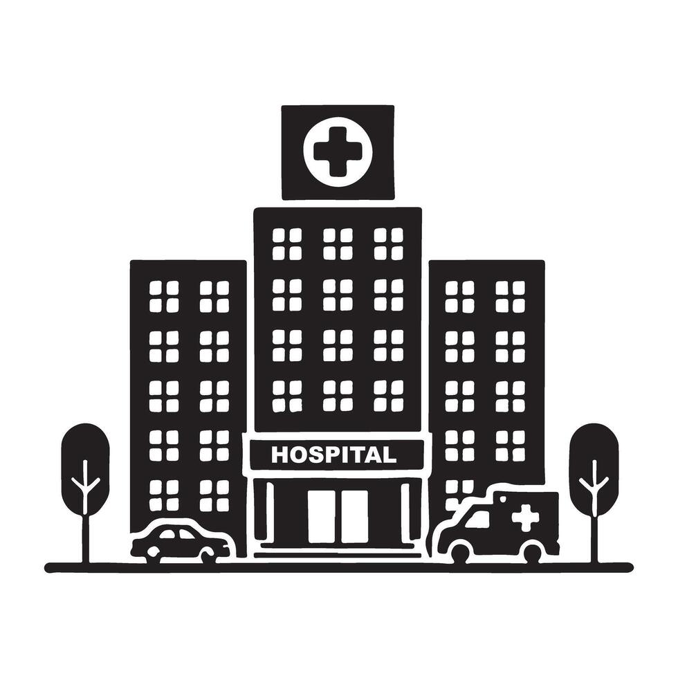 Hospital Building Silhouette Illustration vector