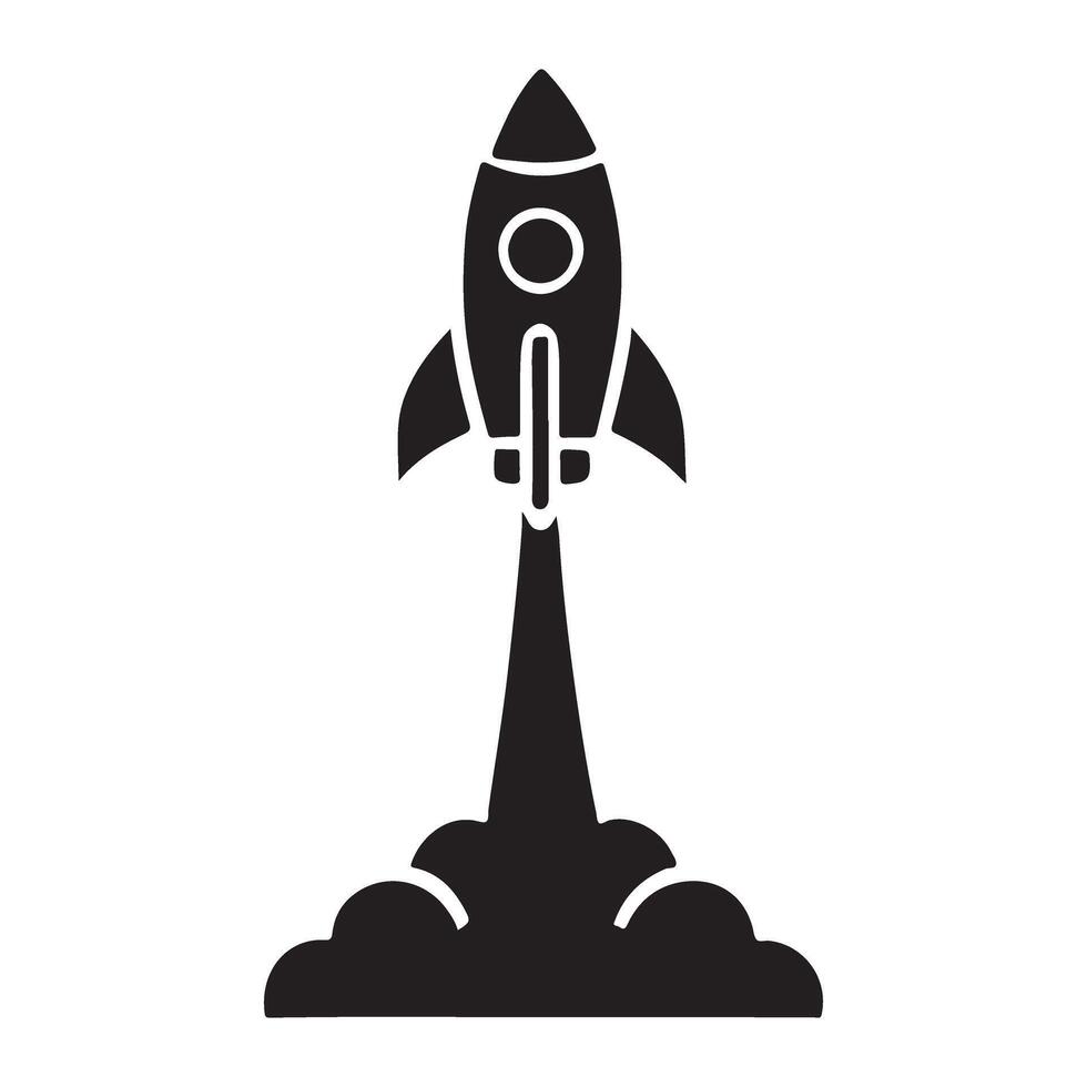 Rocket Silhouette Launching into Space vector