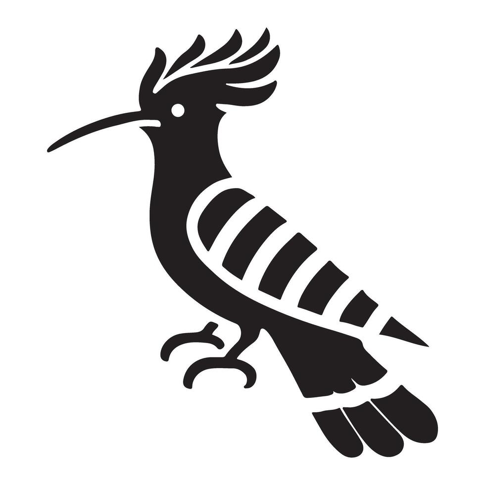 Elegant Hoopoe Bird Silhouette Illustration Design vector