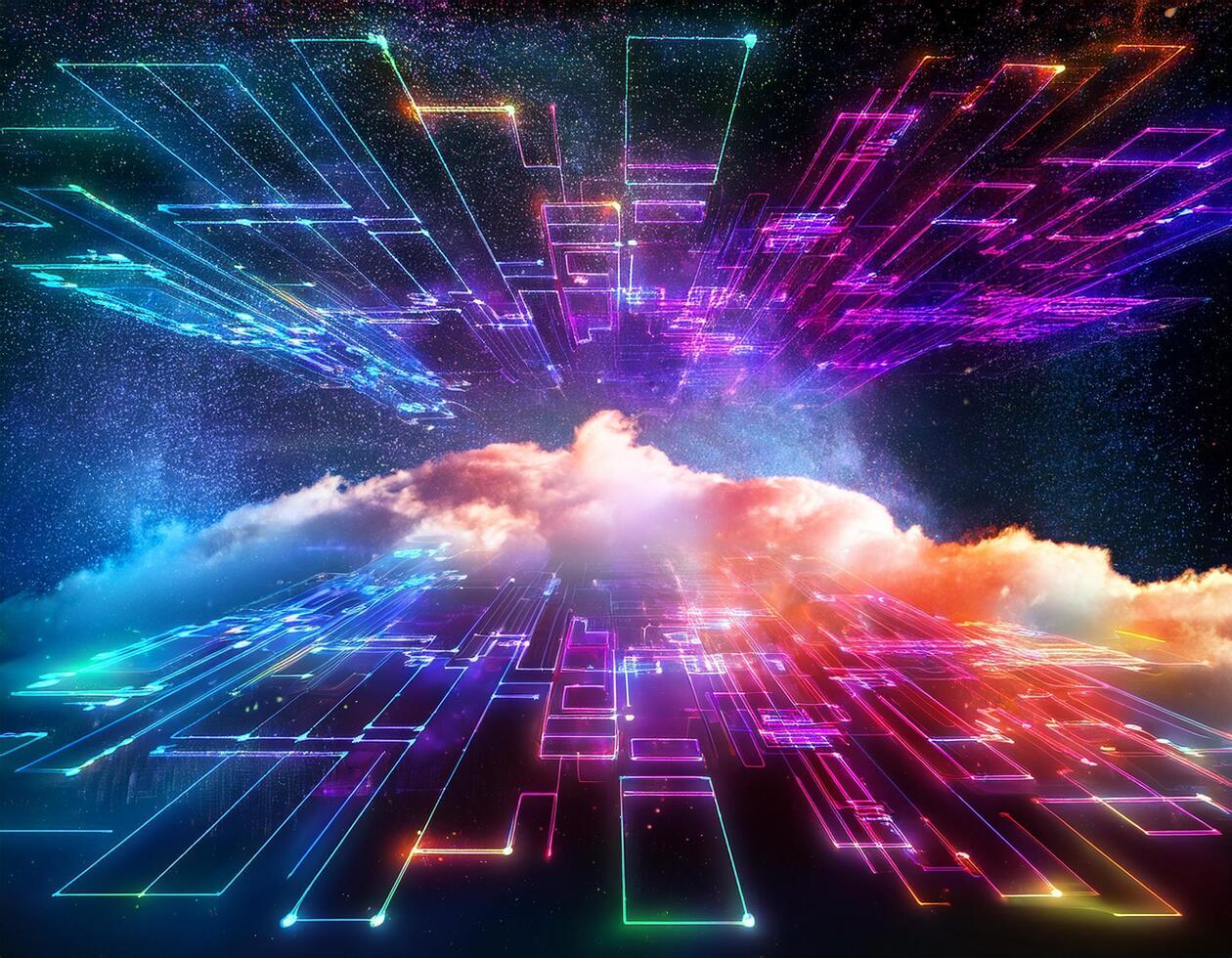 rainbow space clouds photo