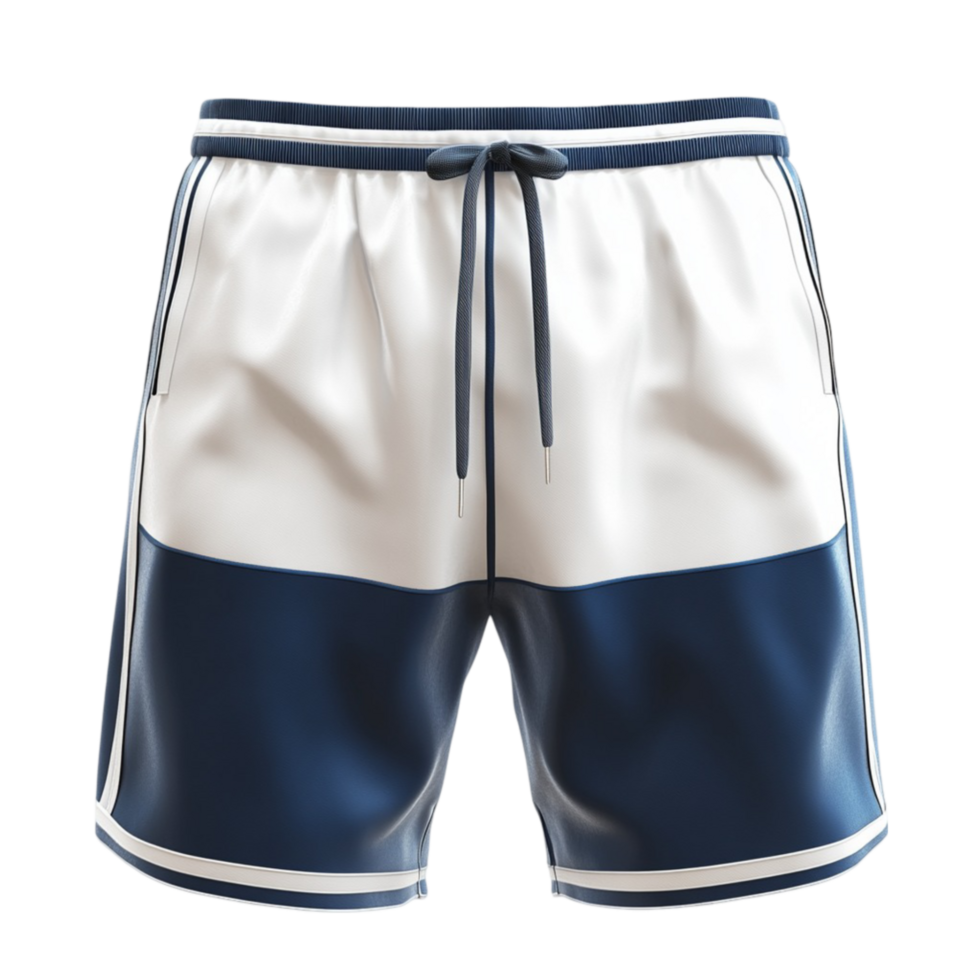 A pair of blue and white basketball shorts on a transparent background png