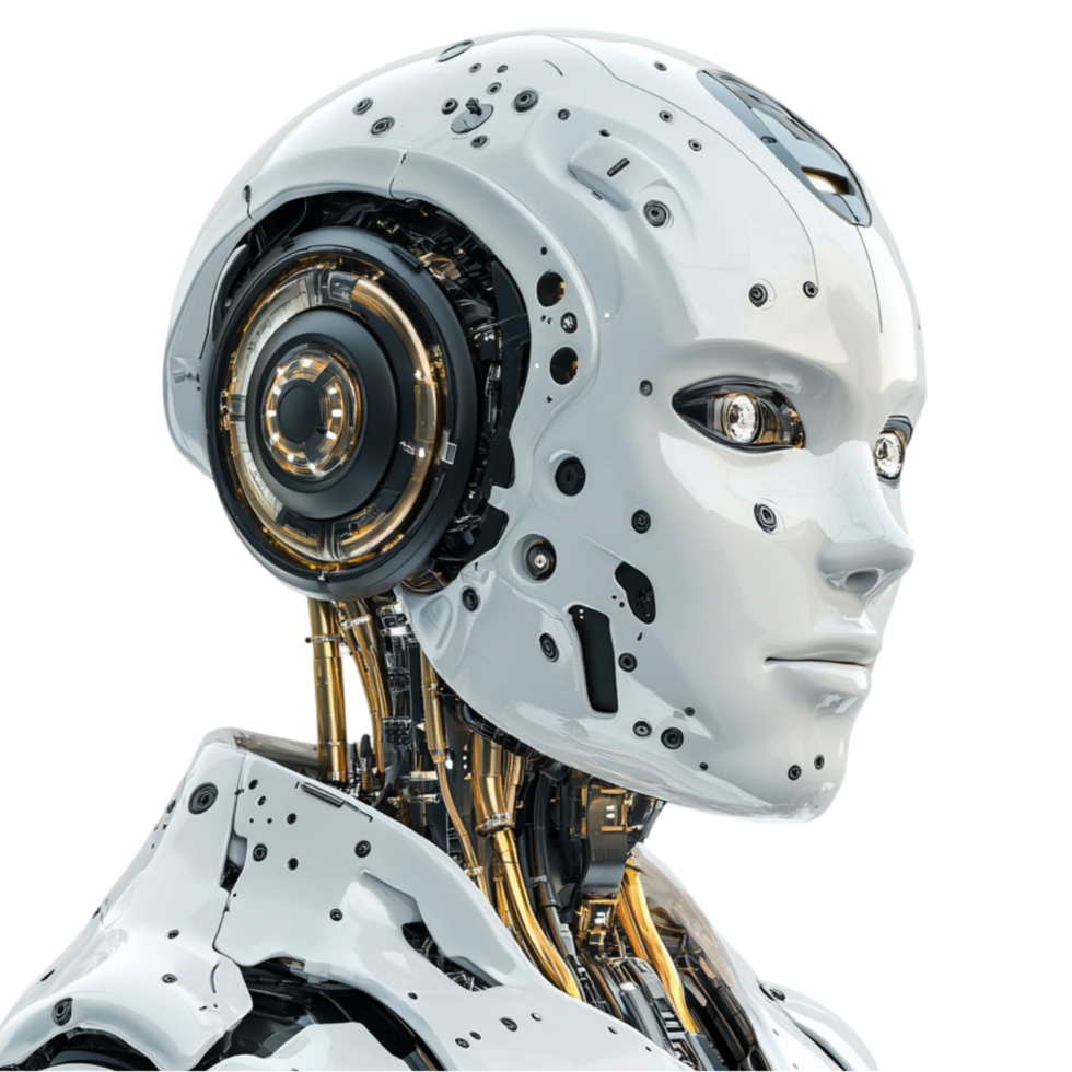 Futuristic Robotic Head Design on Transparent Background png