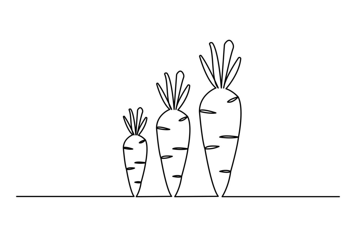 Carrot continuous single line art drawing of concept doodle style outline illustration vector
