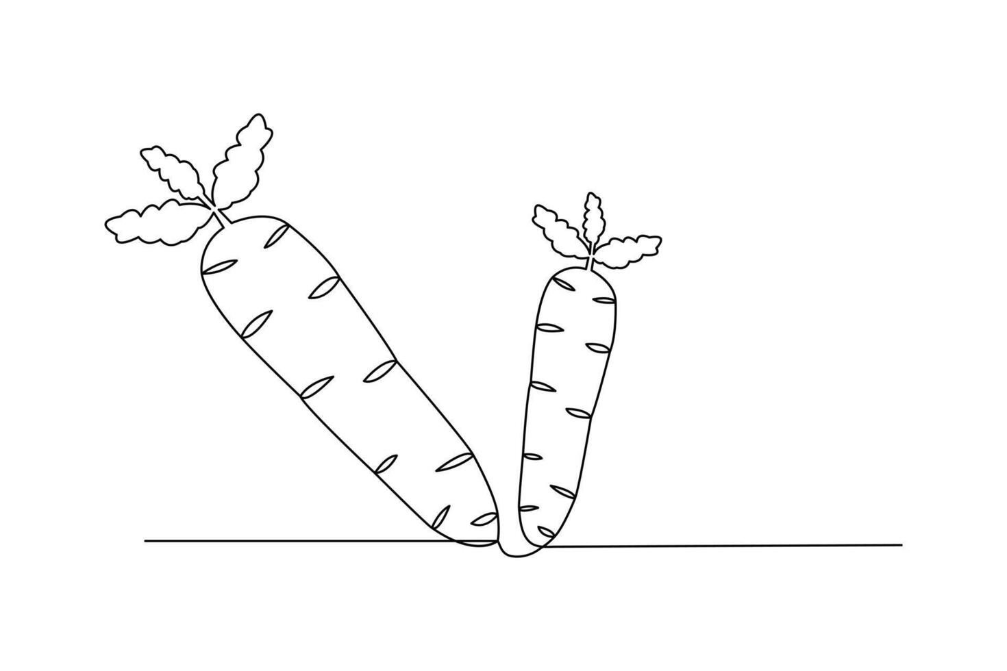 Carrot continuous one line line art drawing of concept doodle style outline icon vector