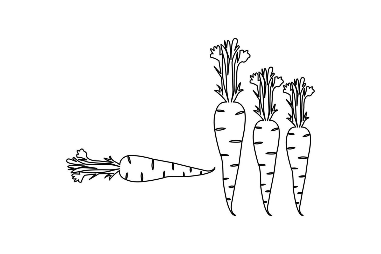 Continuous single line art drawing of carrot outline art illustration vector