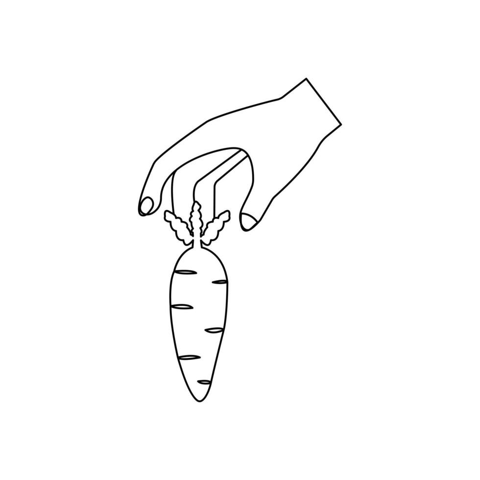 Continuous single line art drawing of carrot icon vector