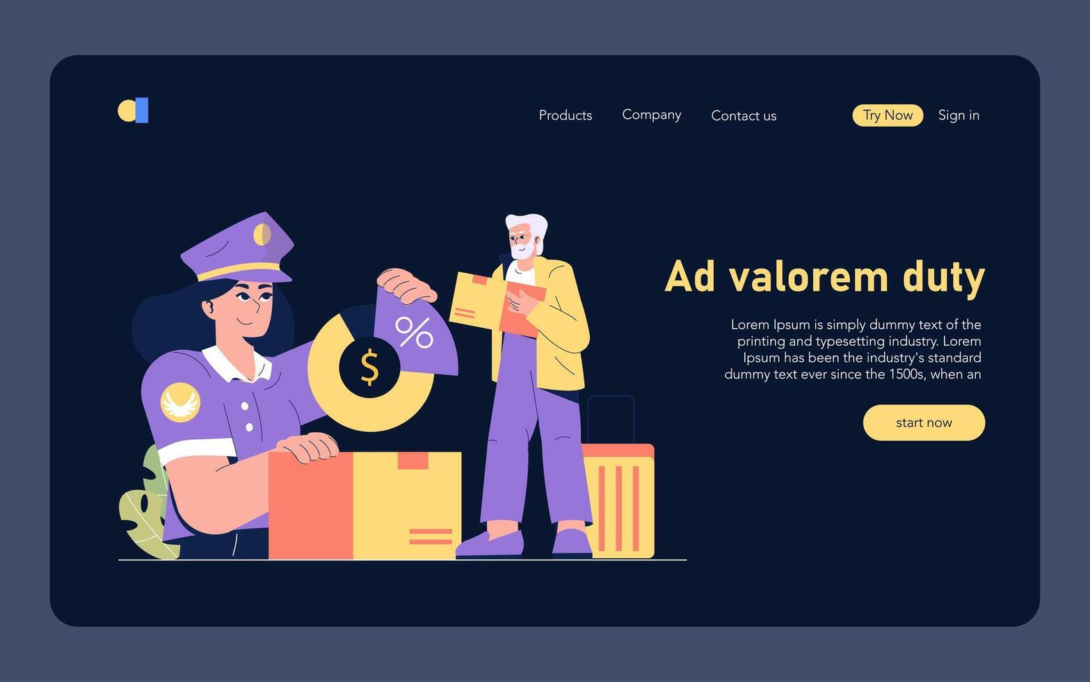 Customs Tariffs on Imports. Flat Illustration vector