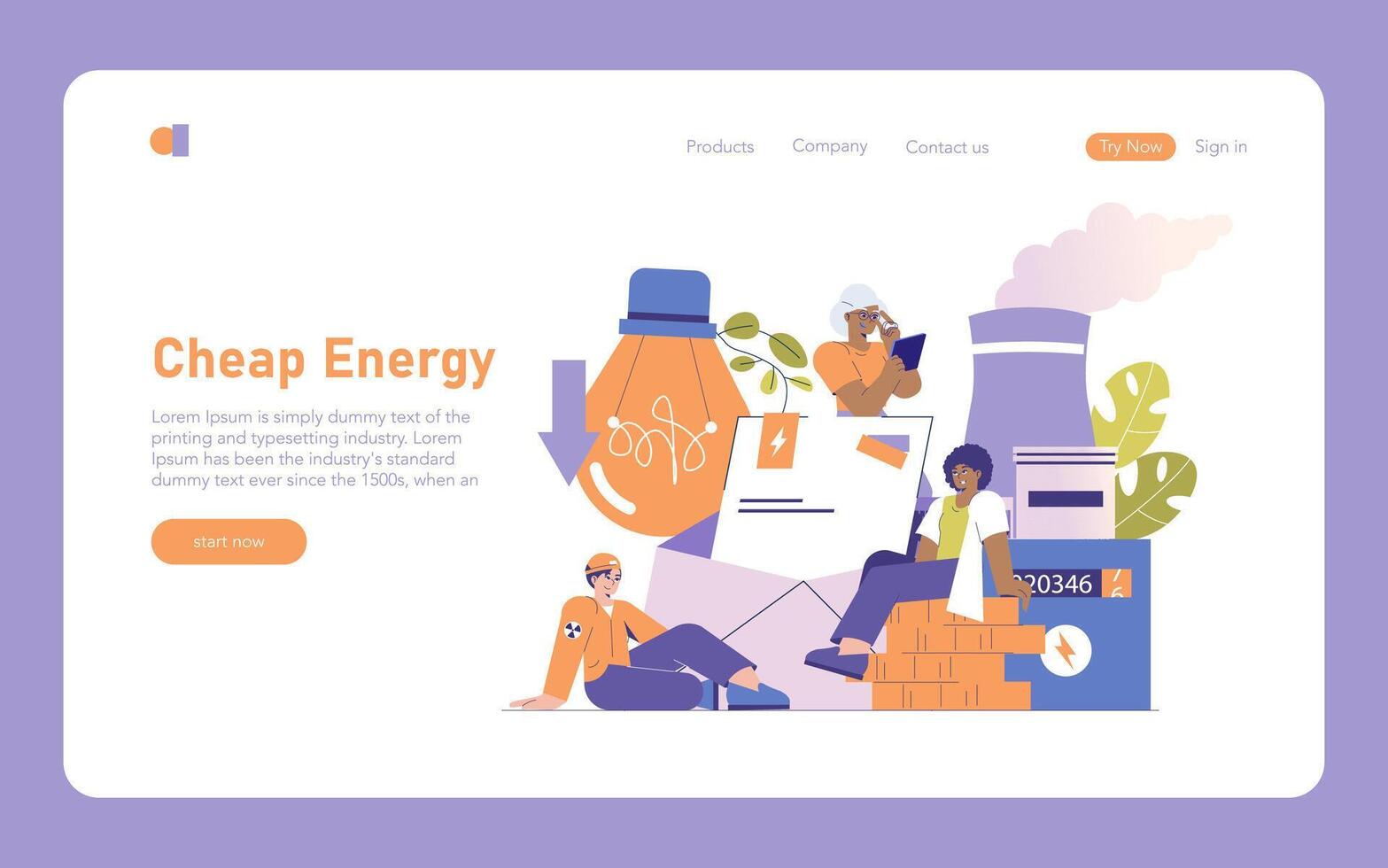 Nuclear Power. Flat Illustration vector