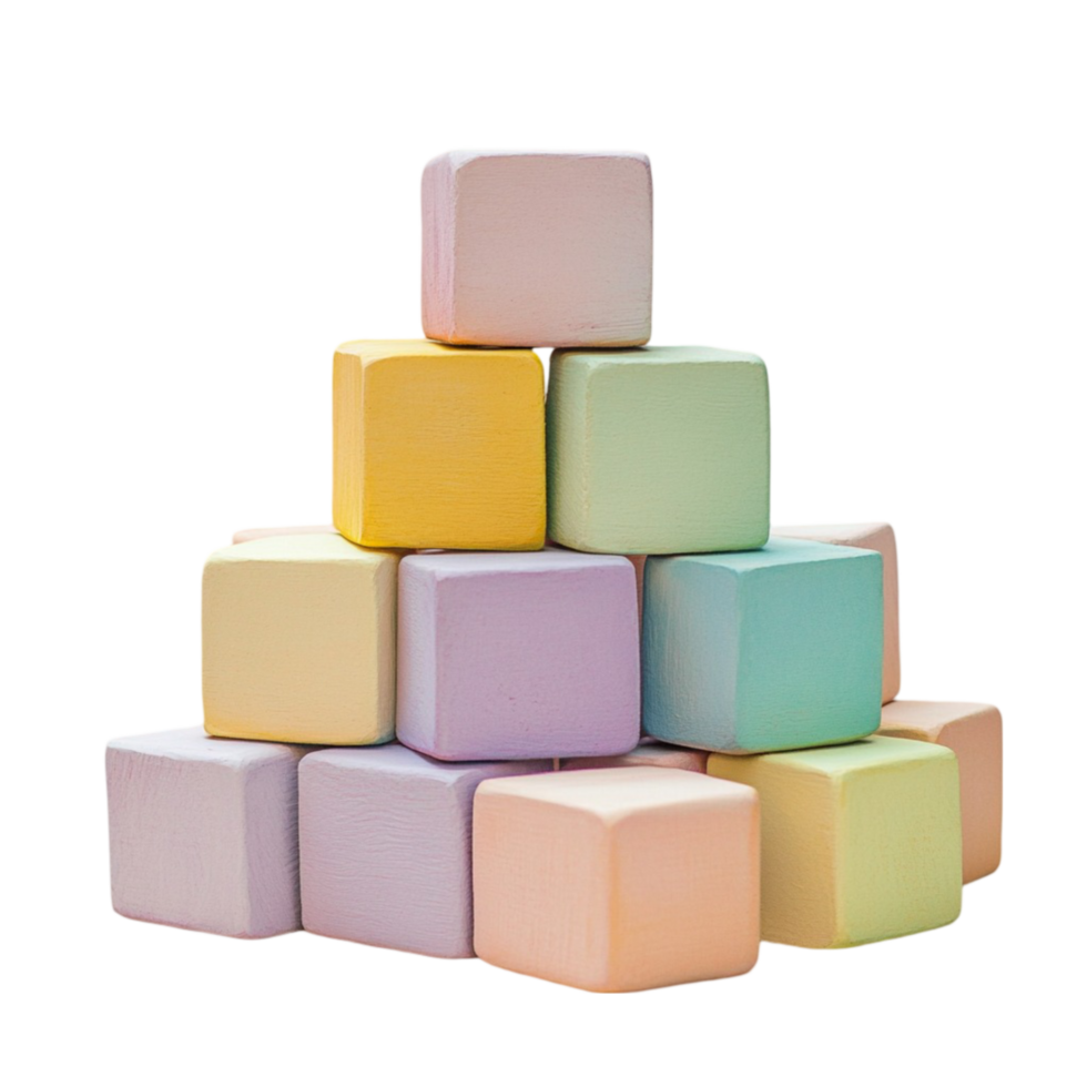Stack of Pastel Cubes in Soft Colors on Transparent Background png