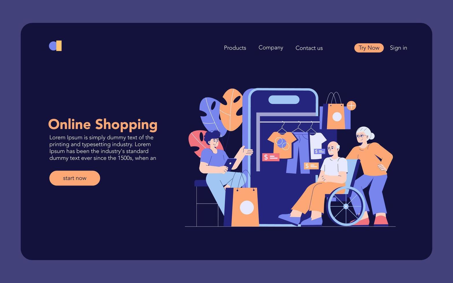Tech Help Across Generations. Flat Illustration vector