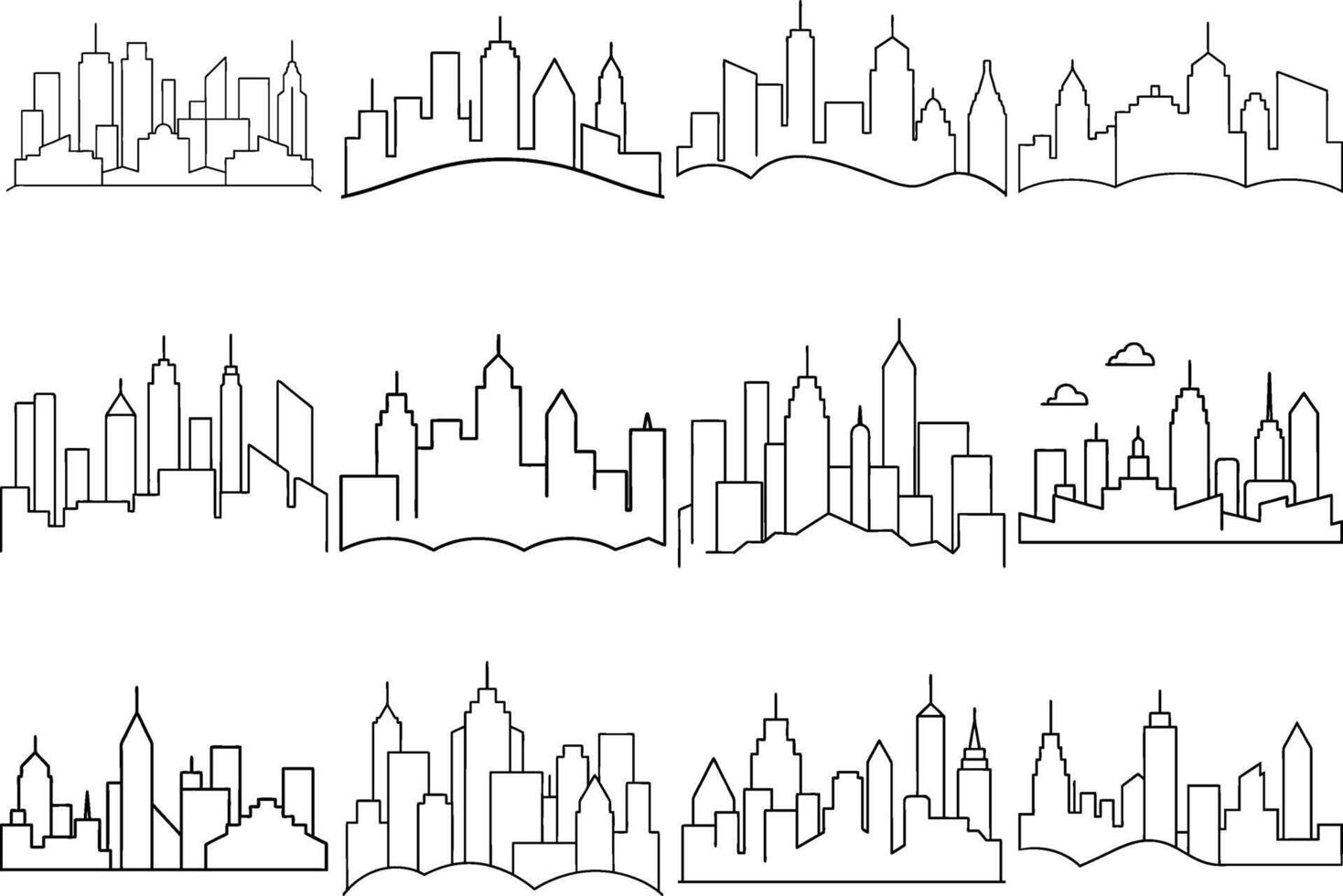 Single one line Drawing Of Modern City Skyline Architect Concept One Line Art Illustration vector