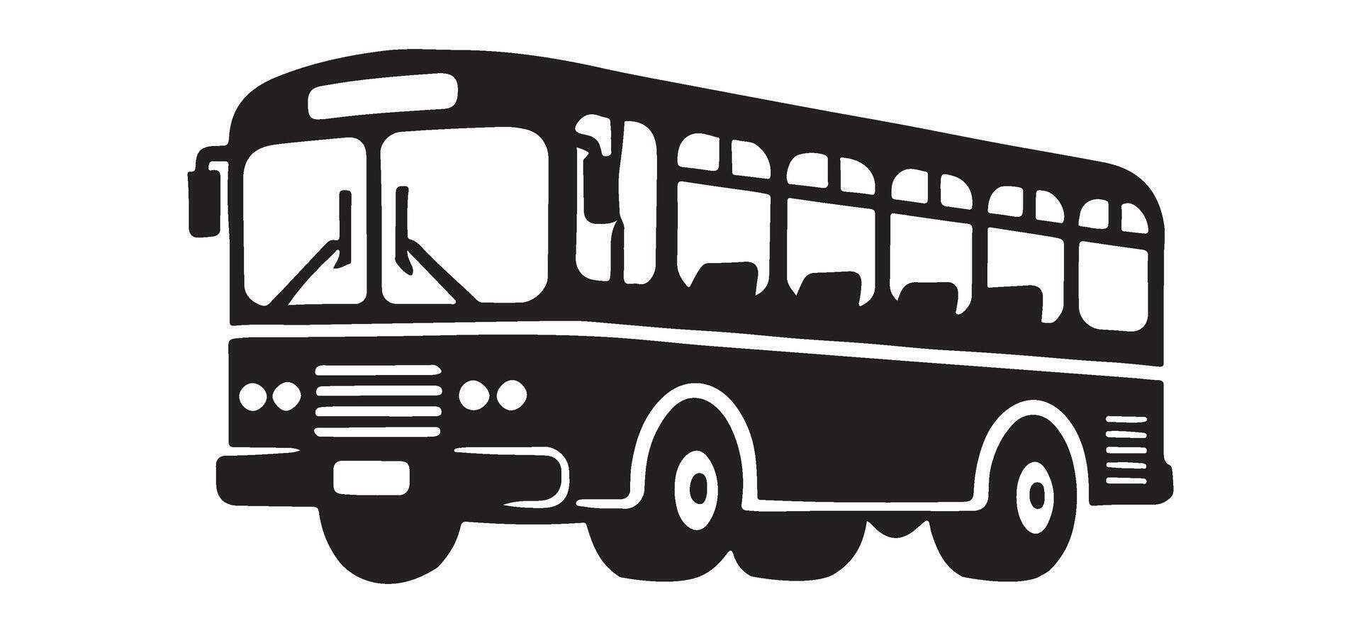 Classic Single Decker Bus Silhouette vector