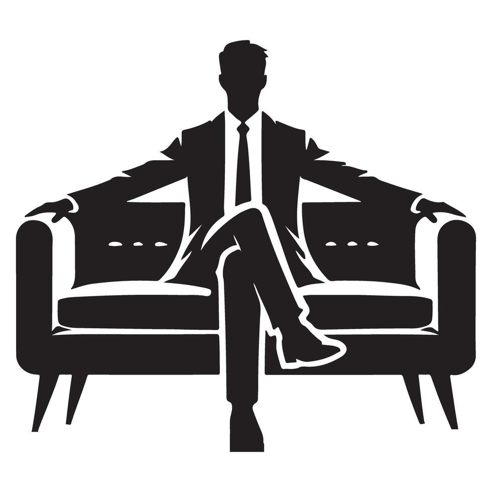 Silhouette of a powerful businessman on a luxurious sofa vector