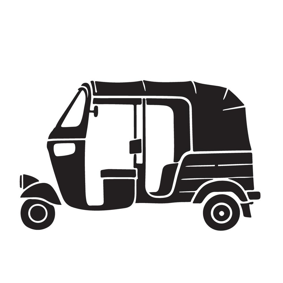 Auto Rickshaw Side View Silhouette Illustration for Travel Graphics vector