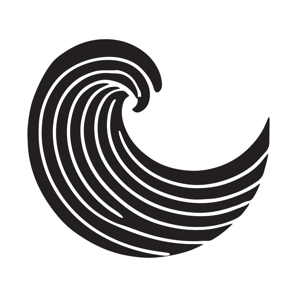 Ocean Wave Silhouette Illustration for Marine Designs vector