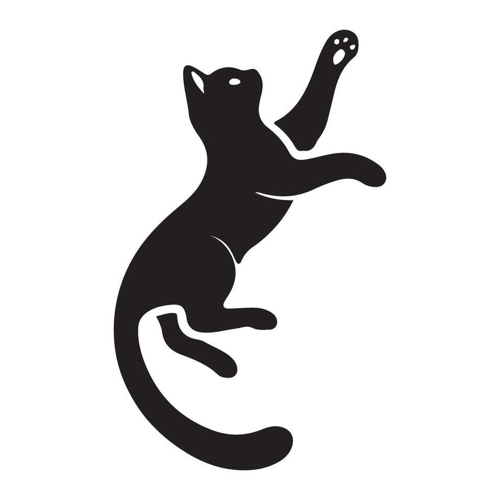 Silhouette of a playful black cat leaping vector