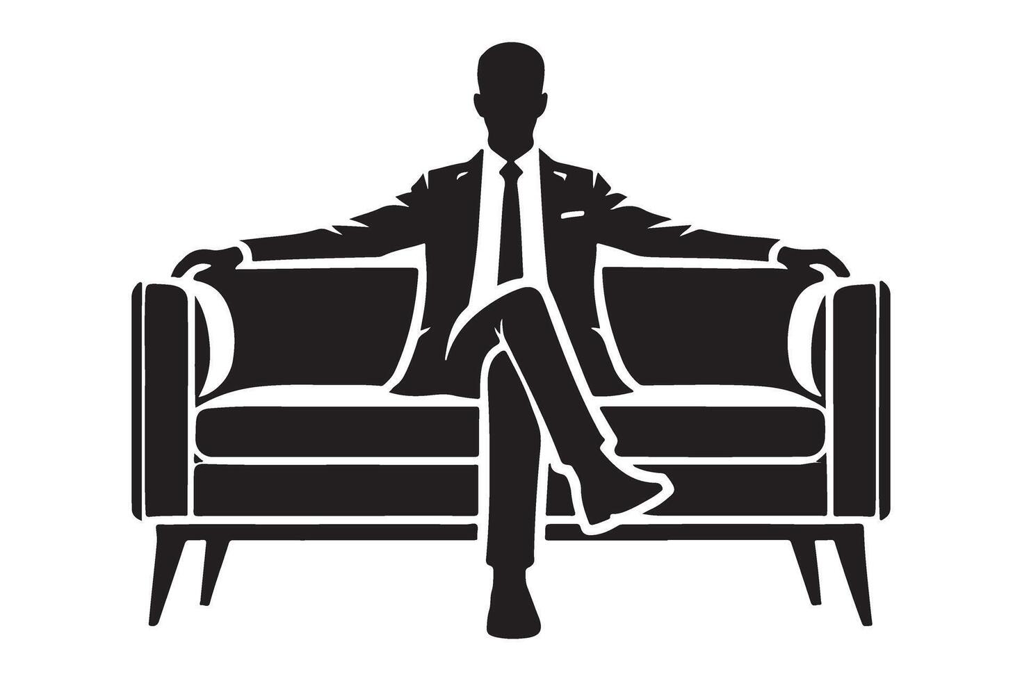 Confident Businessman Silhouette Sitting on a Modern Sofa vector