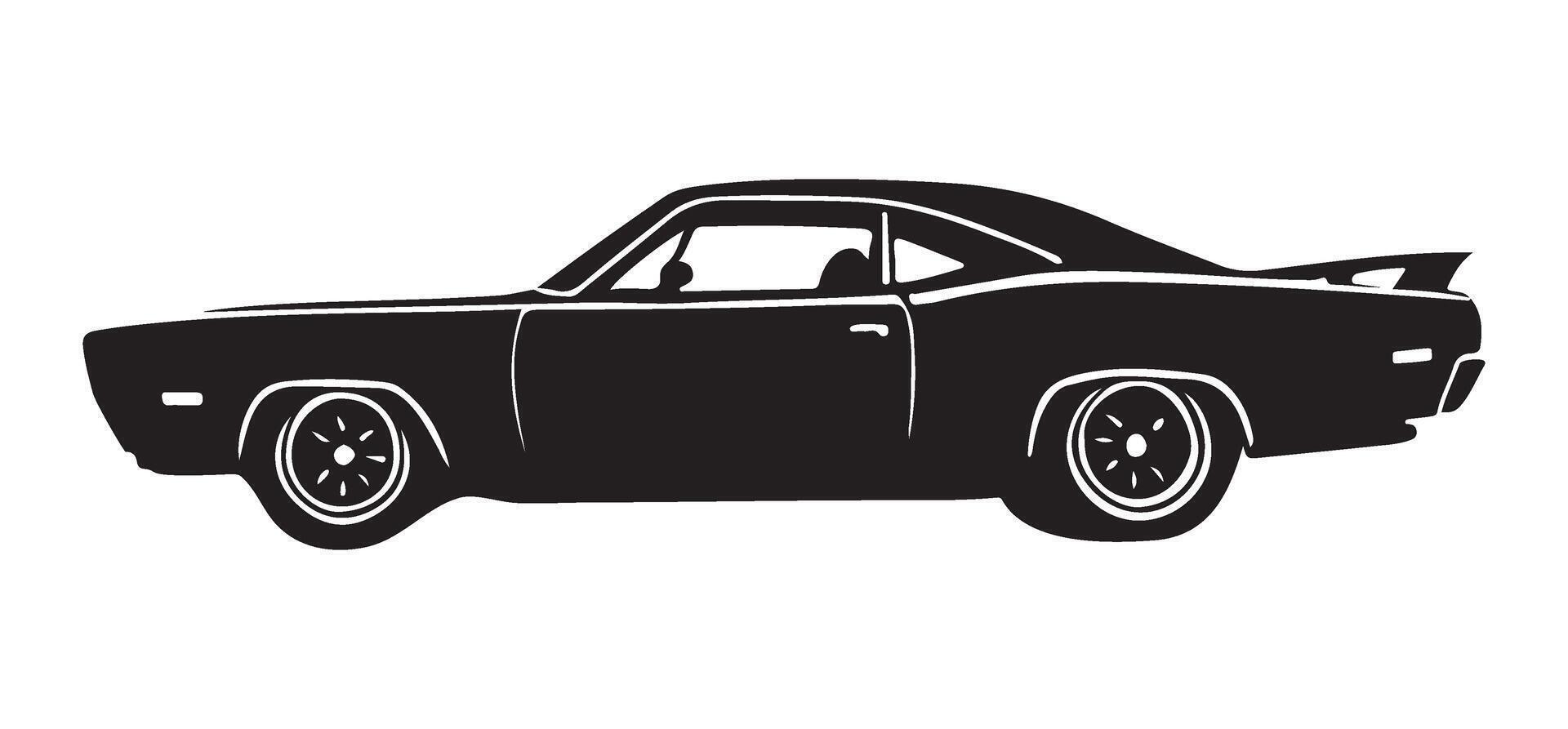 Silhouette of a classic muscle car vector