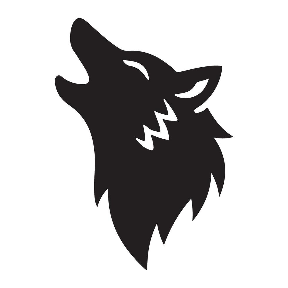 Howling Wolf Silhouette Illustration Wild Animal Head Design art vector