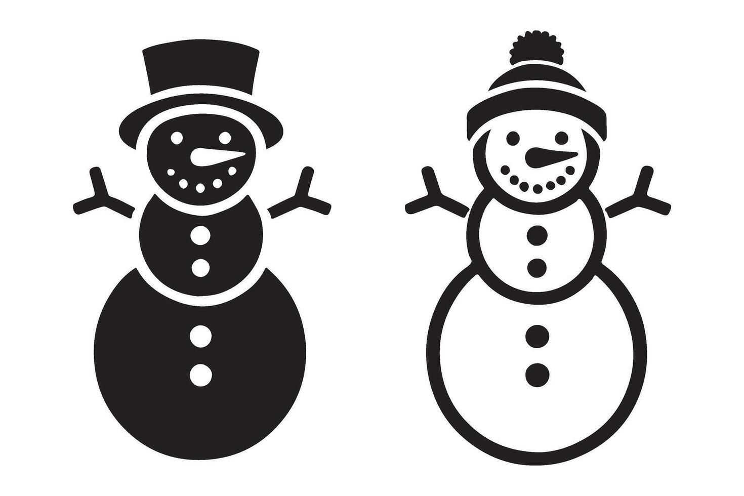 Classic and Modern Snowman Silhouettes Set vector