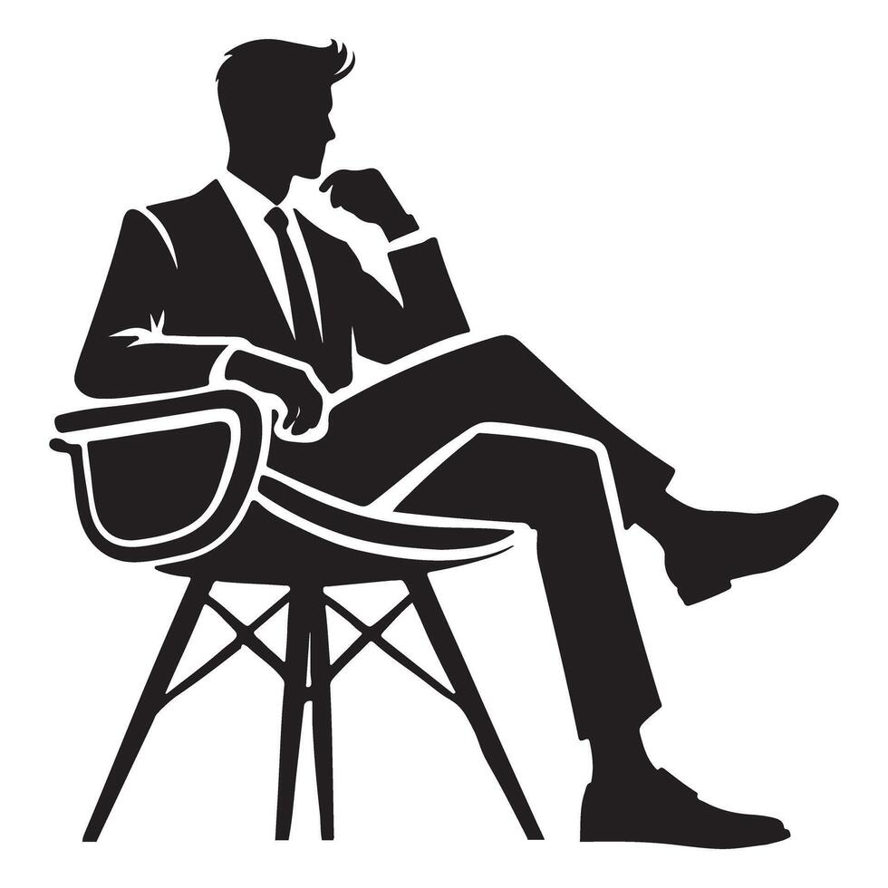 Businessman Contemplating Silhouette Illustration for Business Concepts vector
