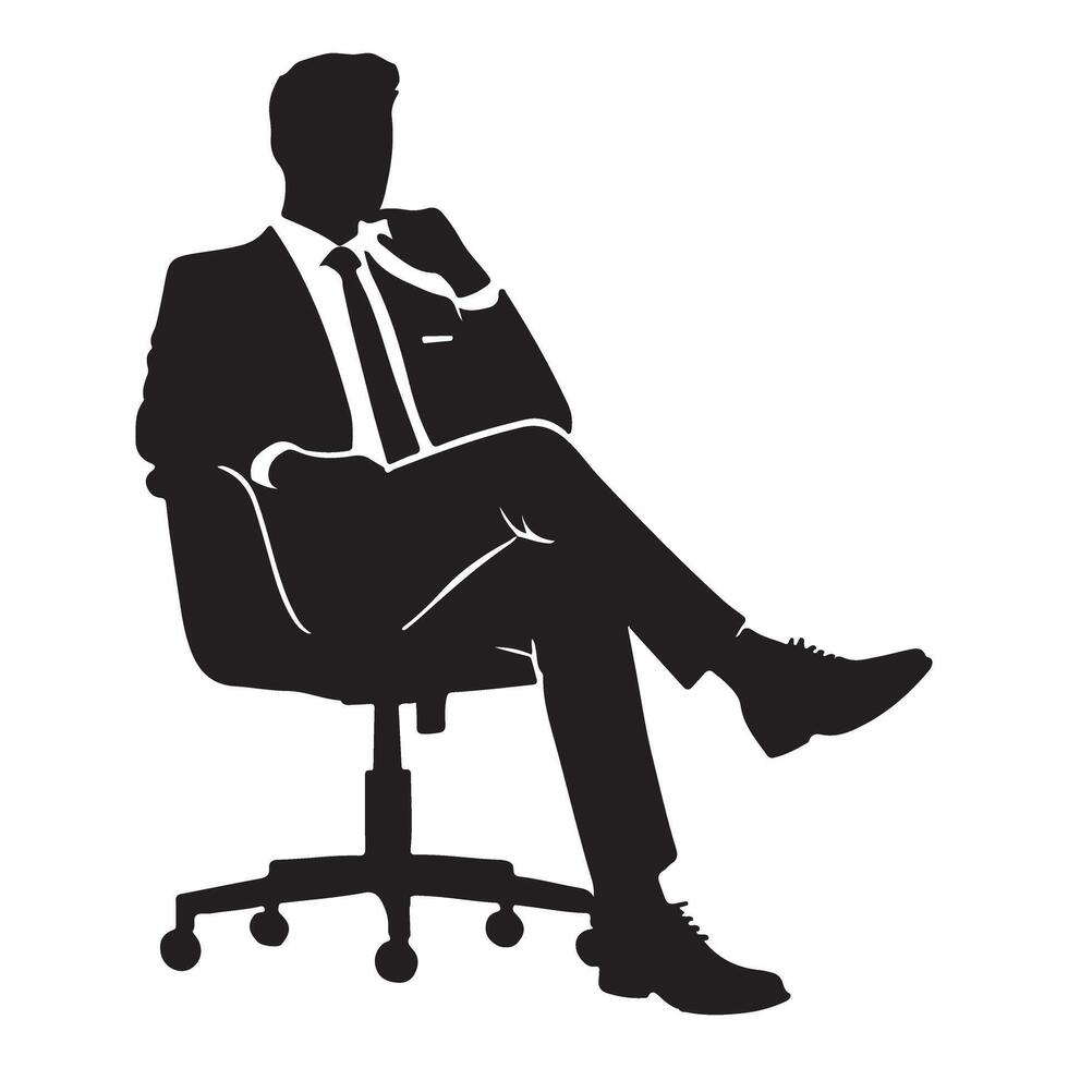 Businessman Silhouette Relaxing in Modern Office Chair vector