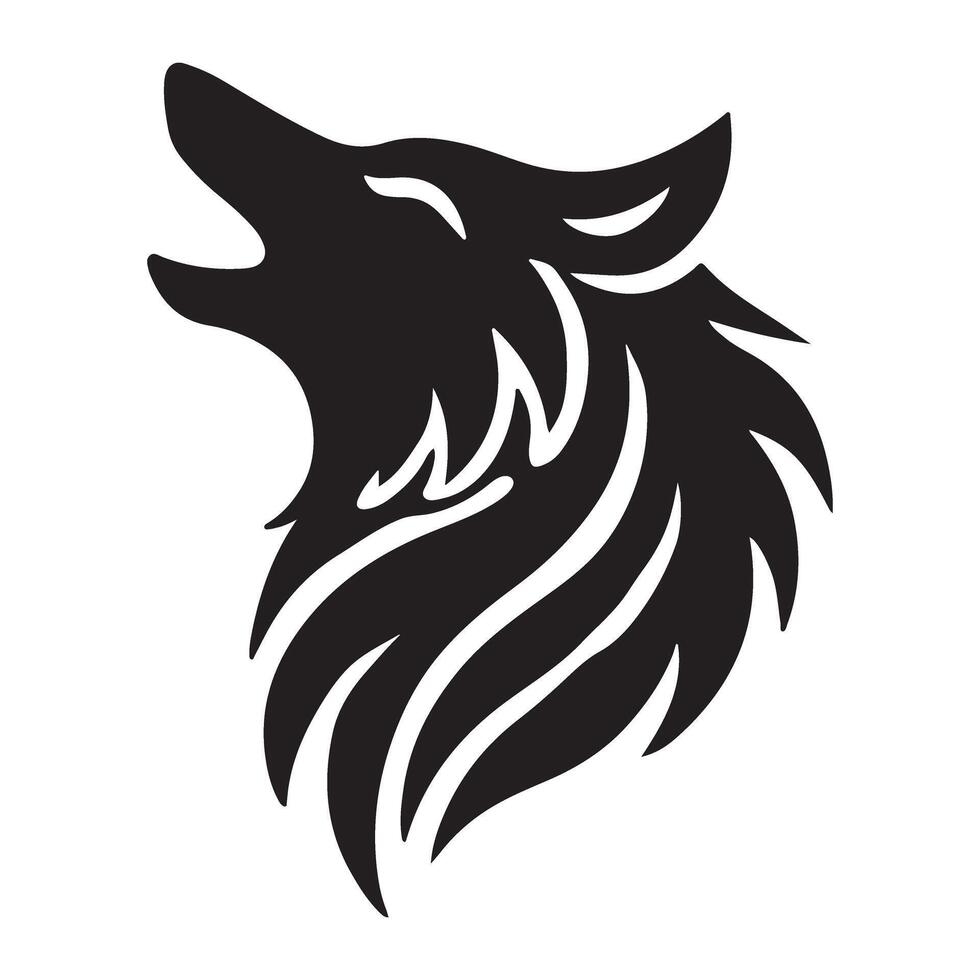 Howling Wolf Head Silhouette Art for Wild Animal Designs vector