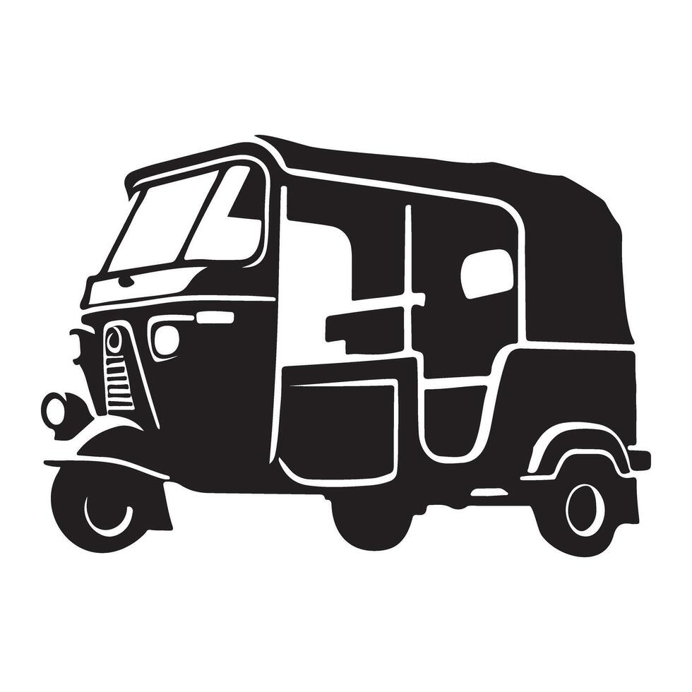 Auto Rickshaw Silhouette Illustration Transportation in Asian Countries vector
