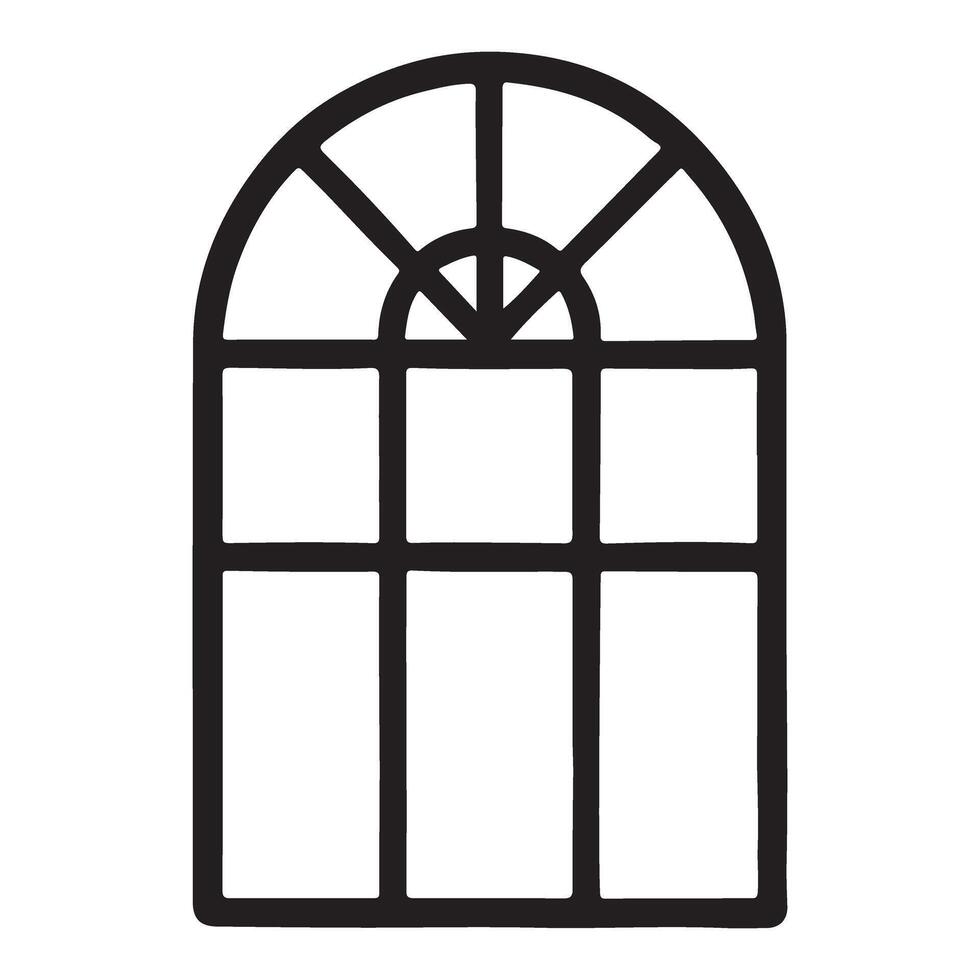 Elegant Arch Window Design with Detailed Pane Silhouette Illustration vector