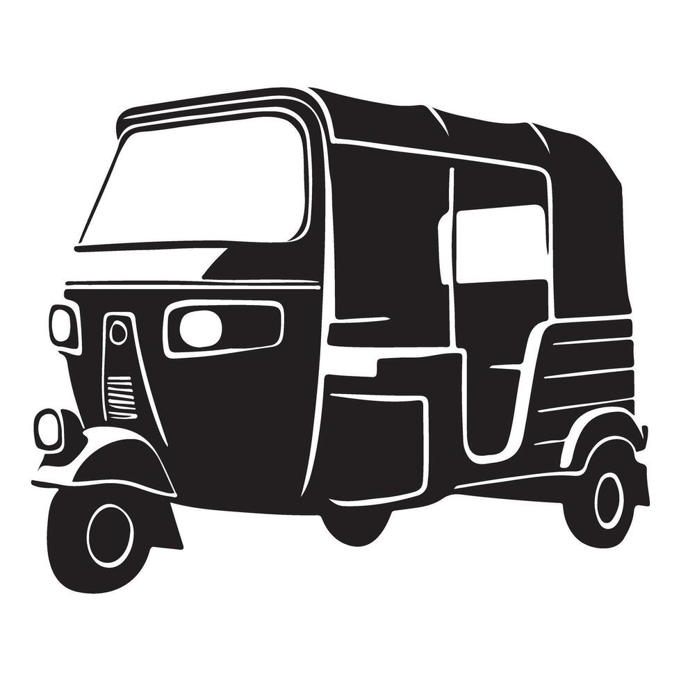 Auto Rickshaw Silhouette Illustration for Transportation Graphics vector