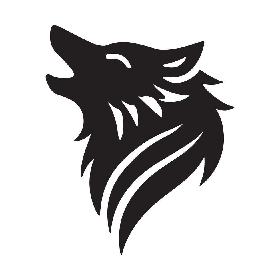 Howling Wolf Silhouette Illustration design artWild Animal Head Design vector