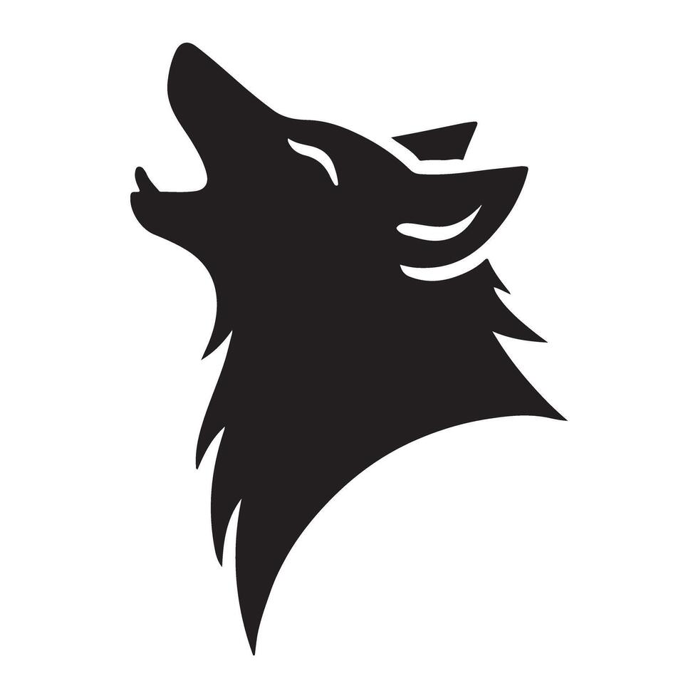Howling Wolf Head Silhouette Illustration vector