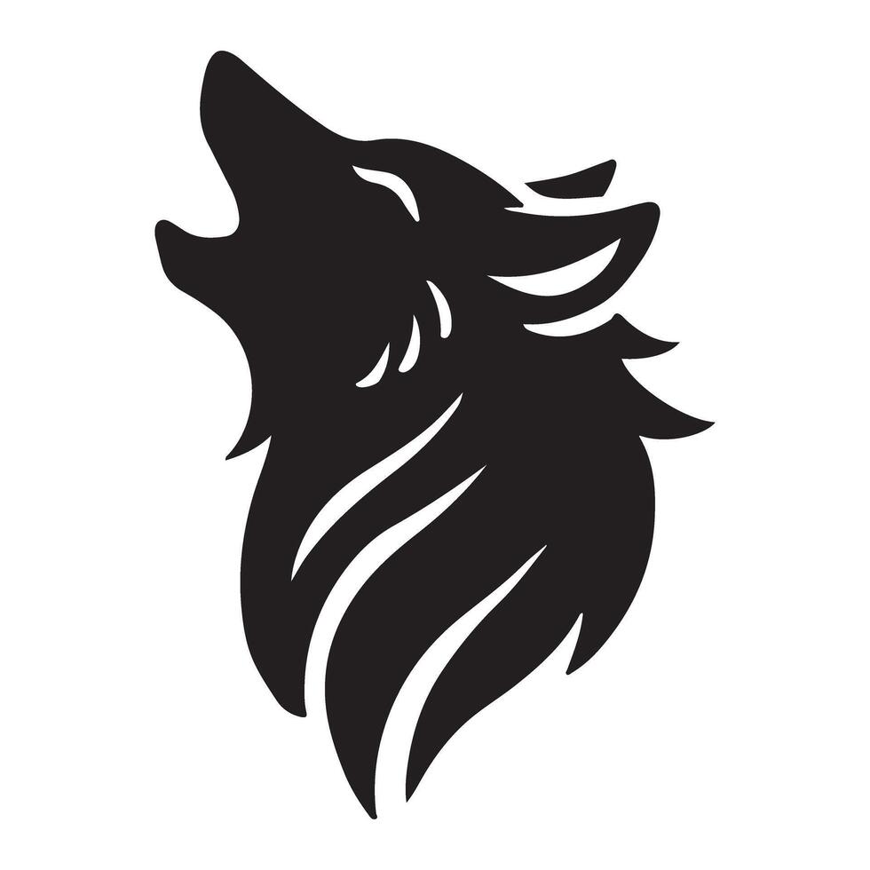 Howling Wolf Head Silhouette Illustration for Wild Animal Designs art vector