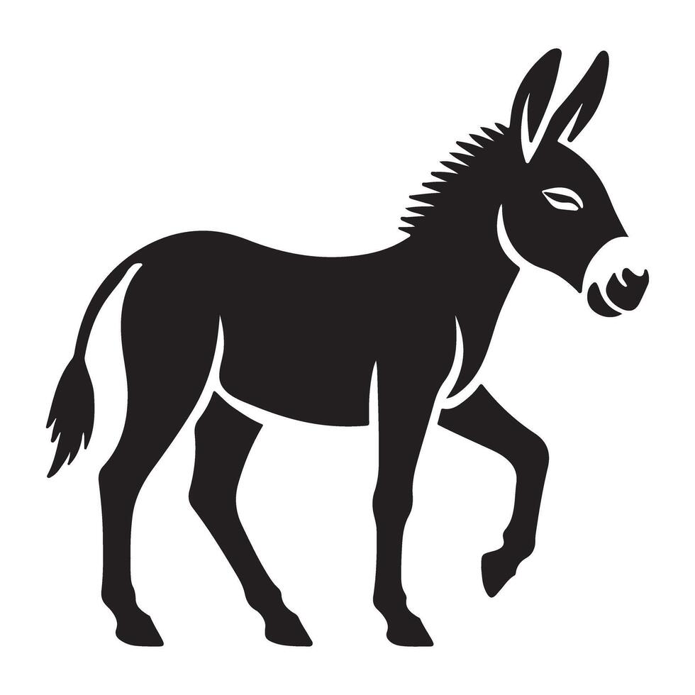 Silhouette Illustration of a Donkey Standing vector