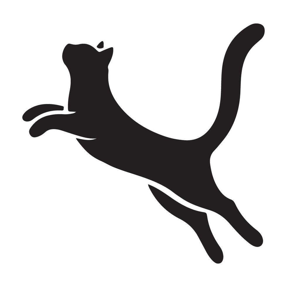 Dynamic Black Cat Silhouette Illustration Jumping vector