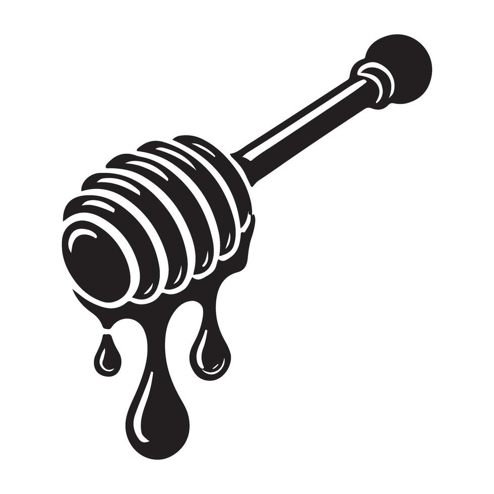 Honey Dripping Honey Dipper Silhouette vector