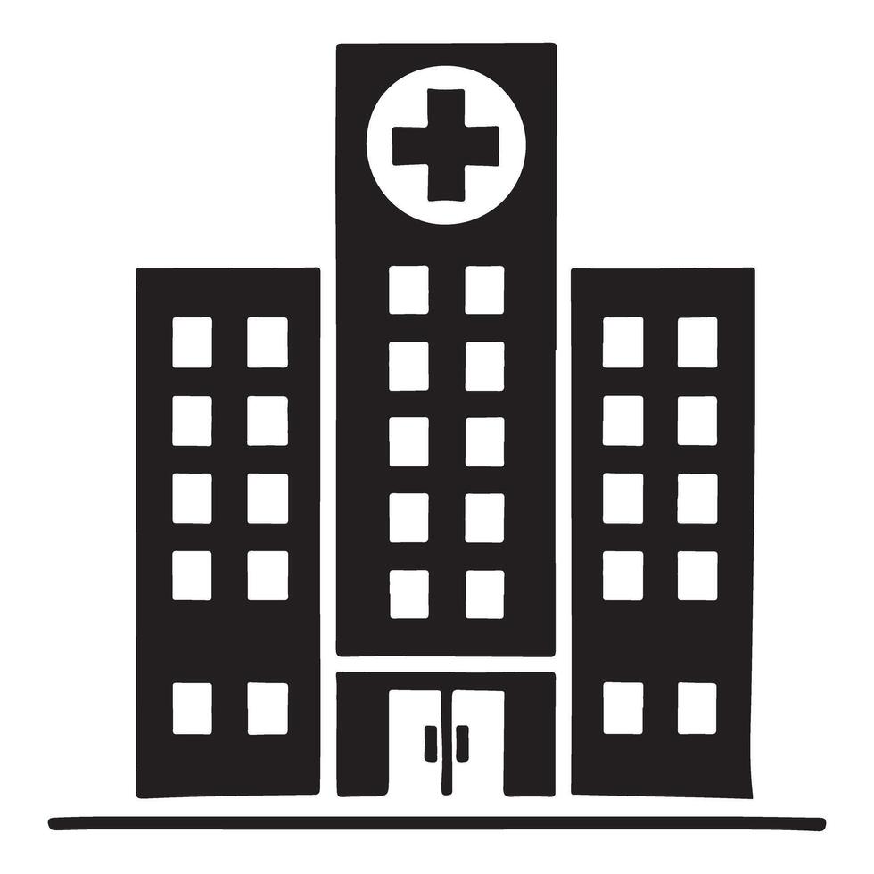 Modern Hospital Building Silhouette Icon vector