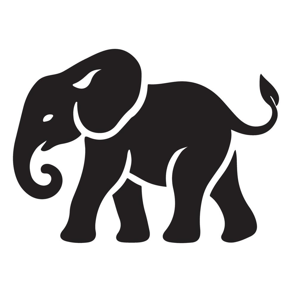 Silhouette Illustration of a Baby Elephant vector