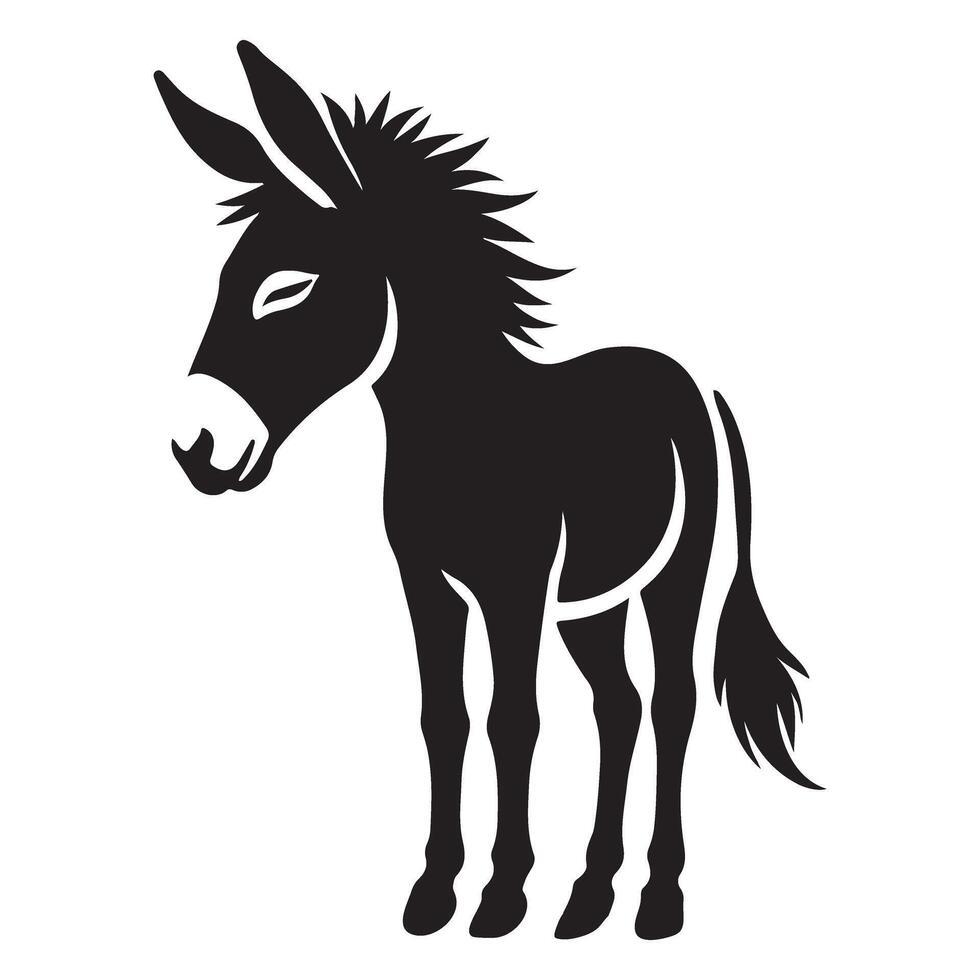 Adorable Donkey Silhouette Illustration for Children's Designs vector