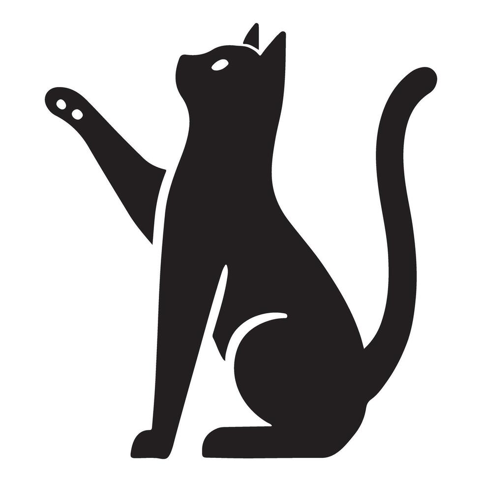 Playful Black Cat Silhouette Illustration vector