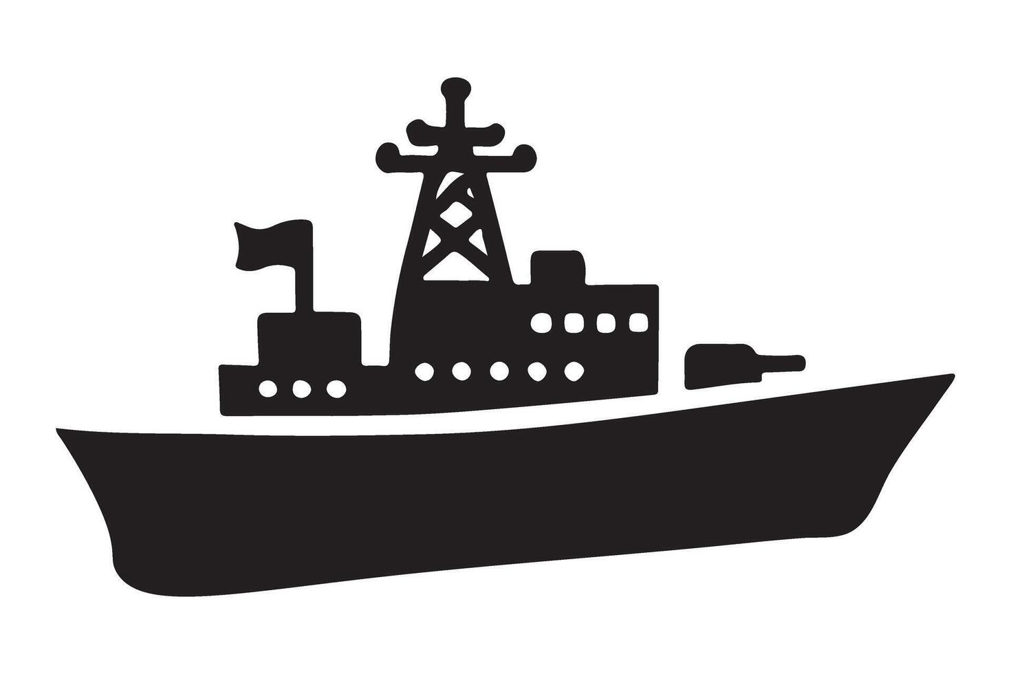 Silhouette illustration of a military frigate vector