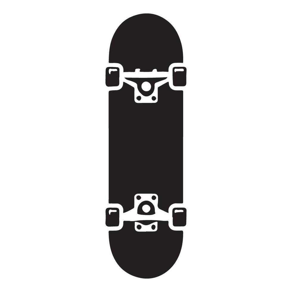 Silhouette Illustration of a Skateboard Top View vector