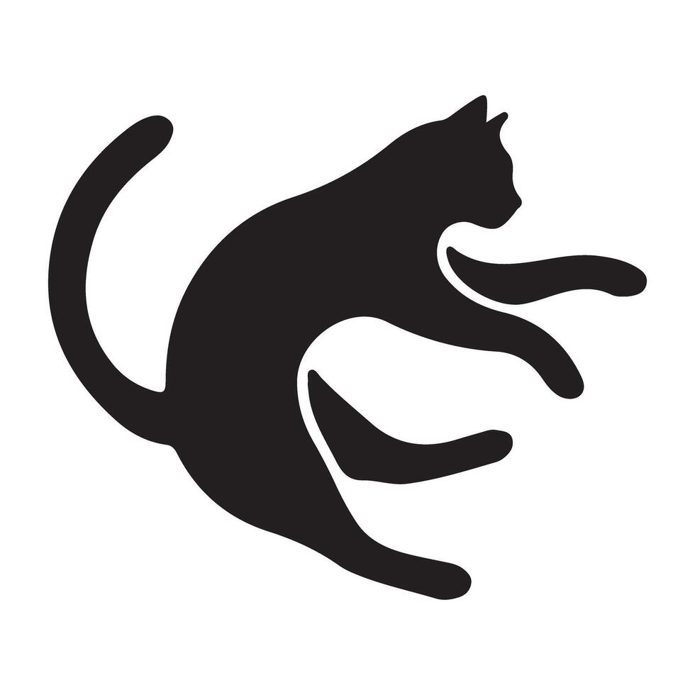 Silhouette Illustration of a Jumping Cat vector