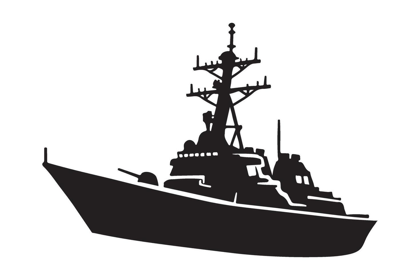 Silhouette illustration of a military destroyer ship vector
