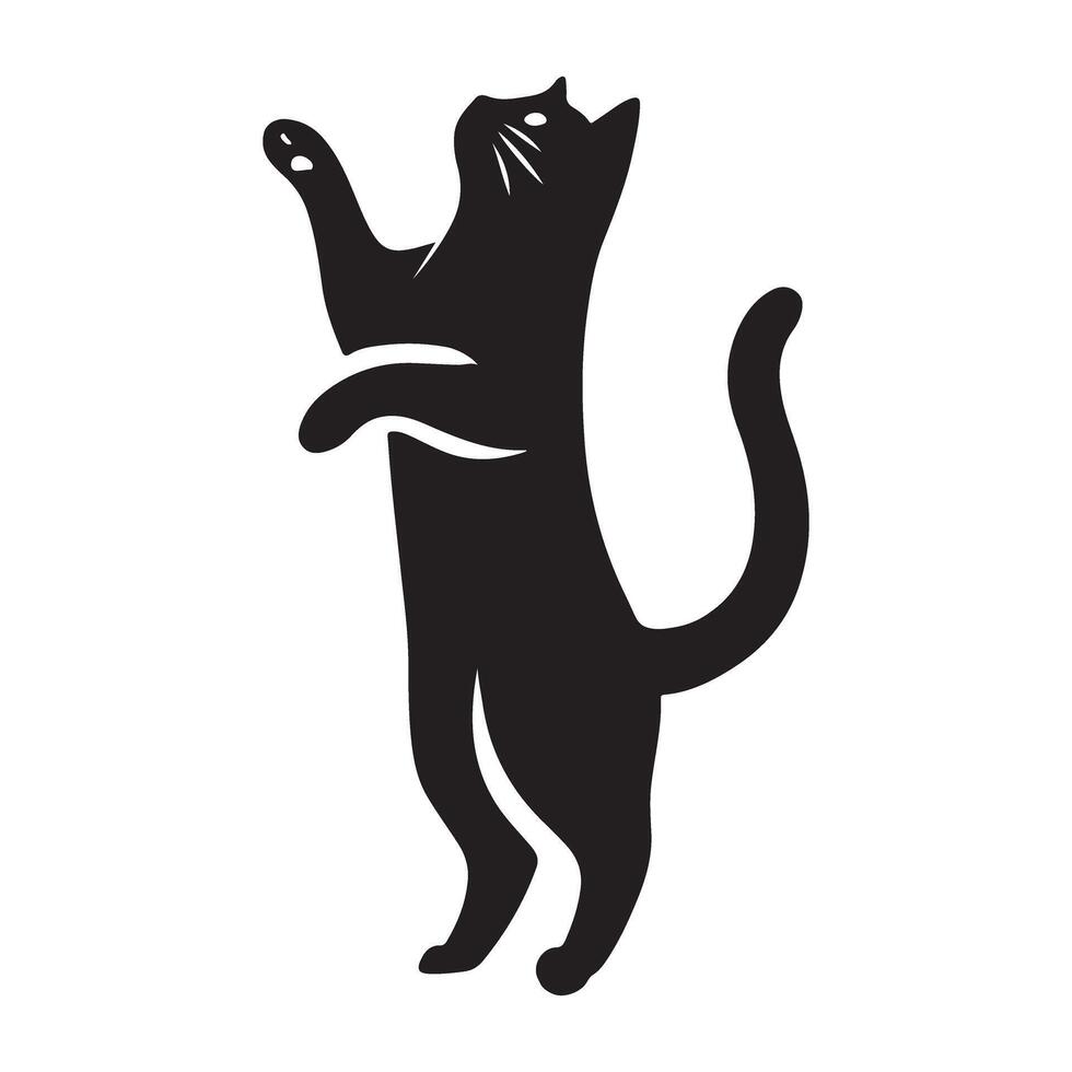 Playful Black Cat Silhouette Illustration design vector