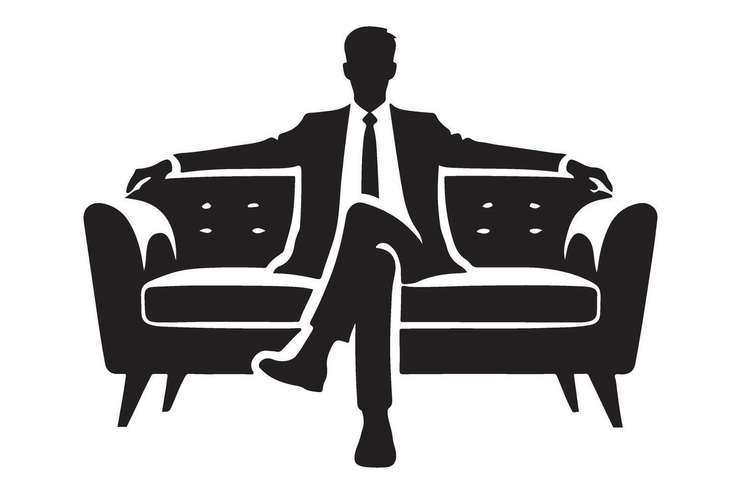 Silhouette illustration of a businessman sitting on a couch vector