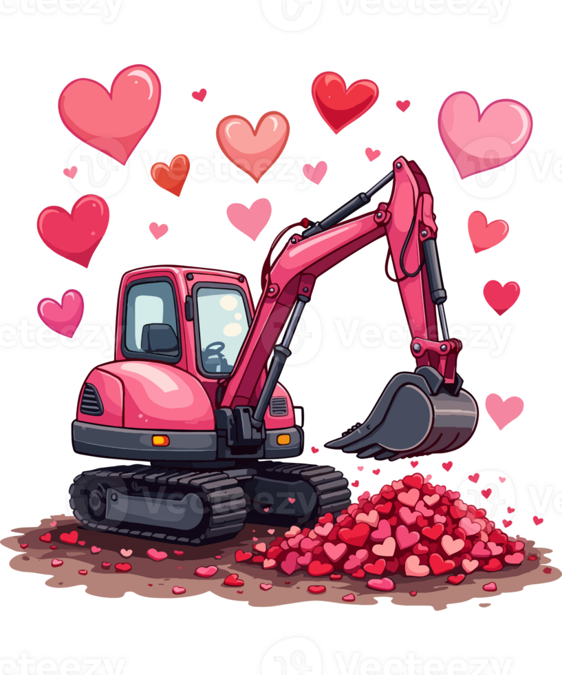 Romantic Excavator with heart shape for lover png