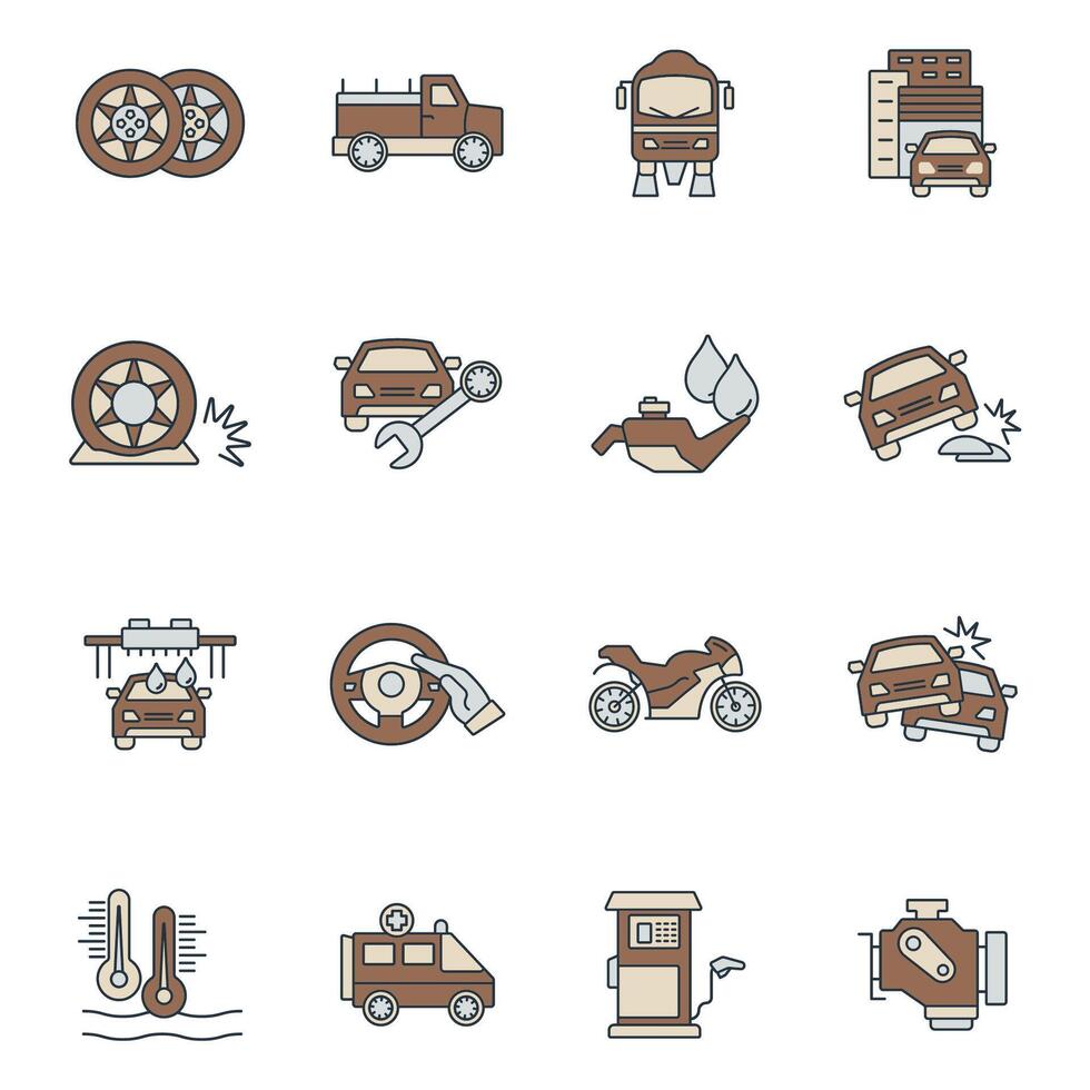 Automotive icon set .. Automotive pack elements for infographic web. with trend color vector