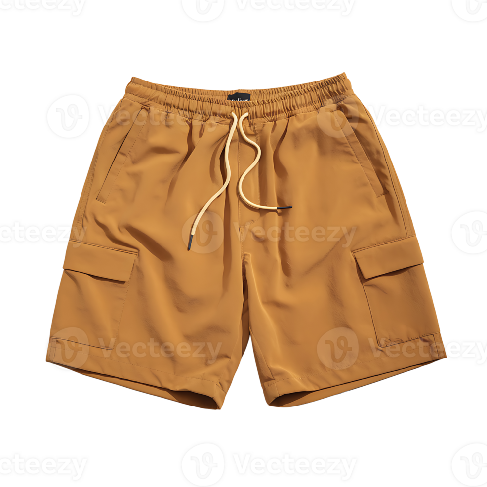 Mustard Yellow Cargo Shorts Summer Fashion Essential on transparent background png