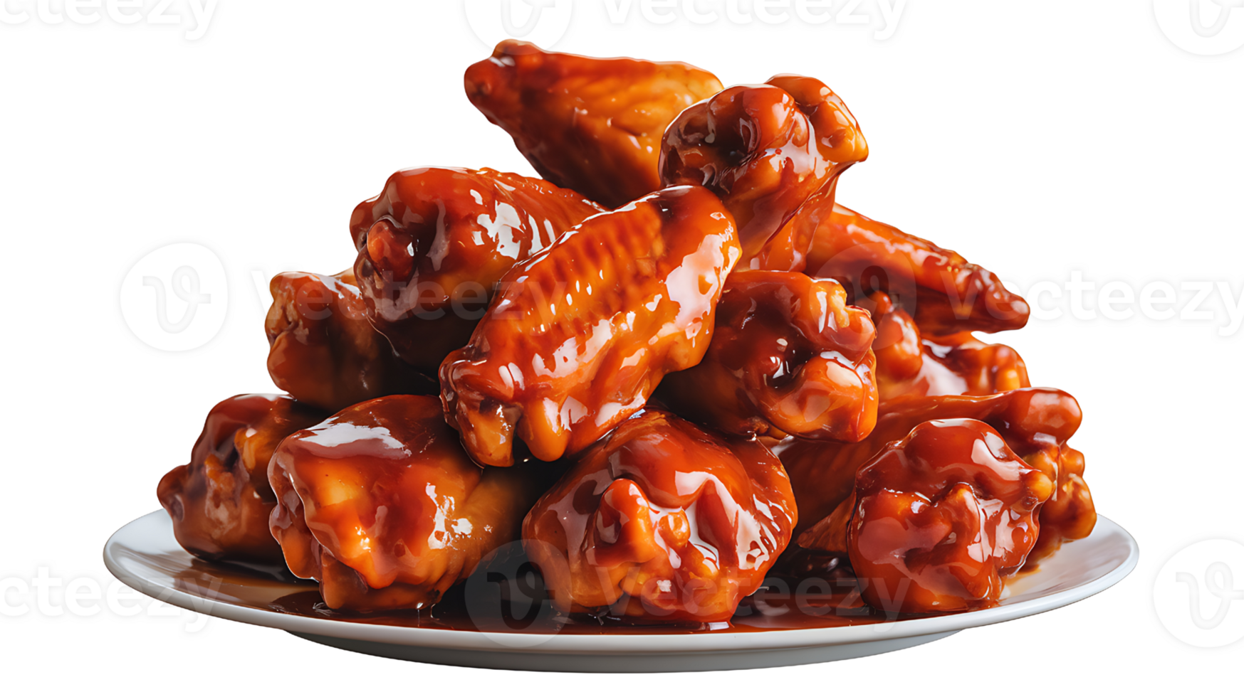 Delicious BBQ Chicken Wings, Savory and Sweet Glaze, Appetizer on transparent background png